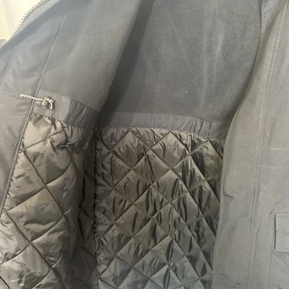 Lands End Mens Stadium Squall Coat Black Long Insulated Parka Reindeer Men's XXL
